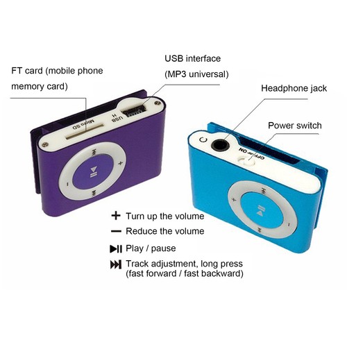 Blue mini portable usb mp3 - blue,